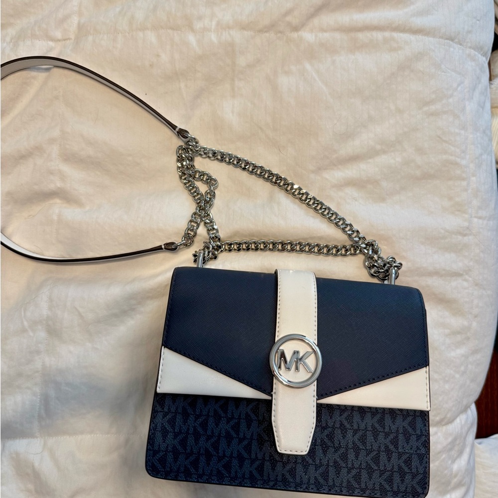Michael Kors Blue and White Crossbody Bag - Picture 2 of 4